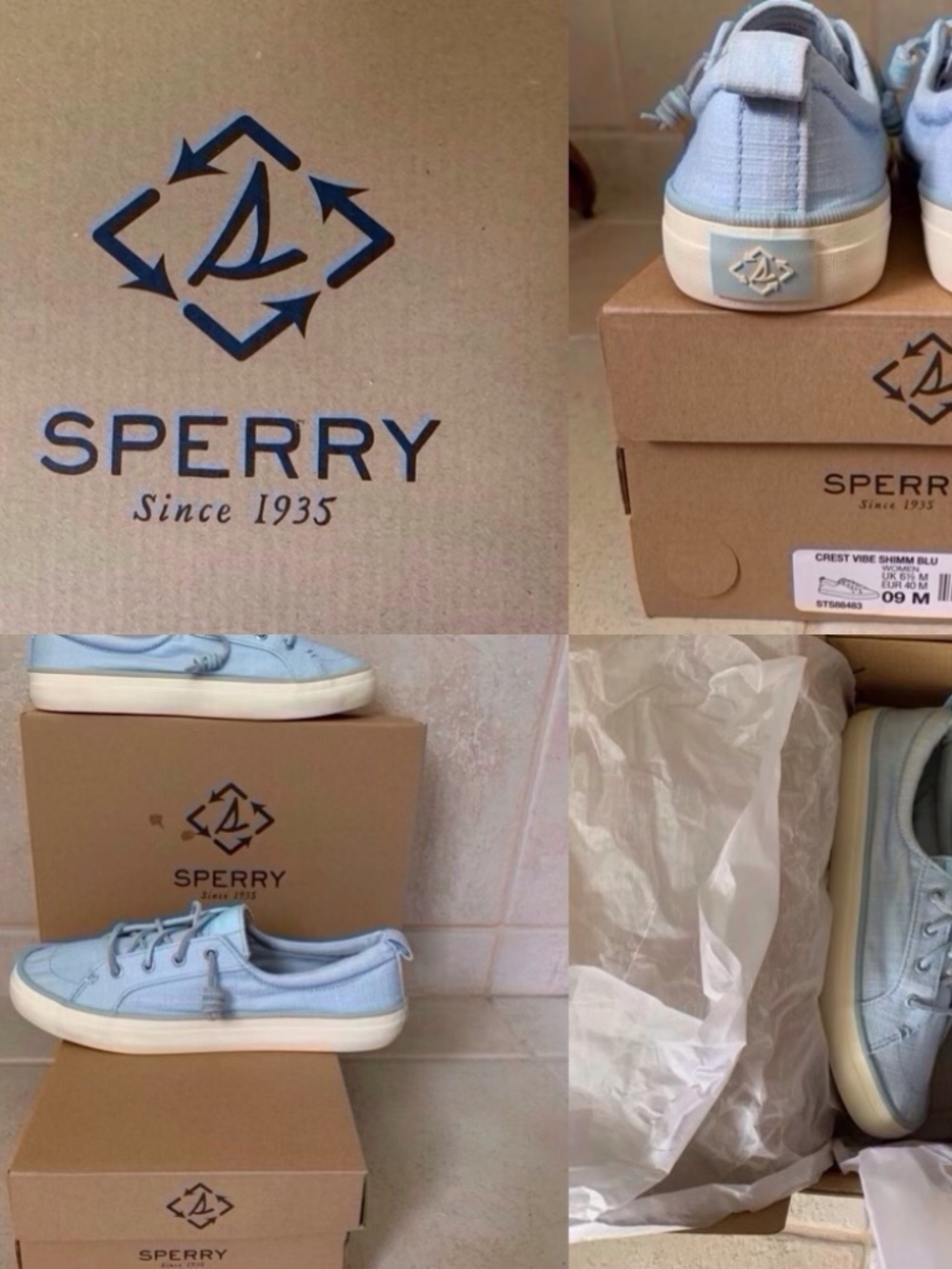 NWT SPERRY Sneakers Sky Blue Shimmery Canvas size 9